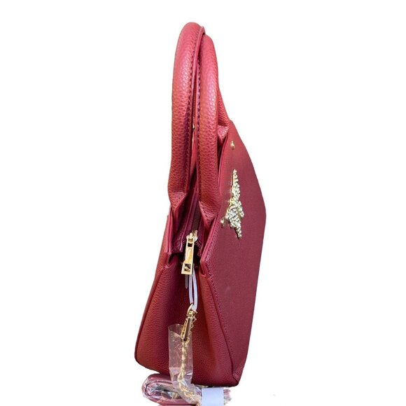 Crossi NY Handbag/Purse/Shoulder Bag With Butterfly Emblem  Ruby Red New W Tags - Picture 7 of 15